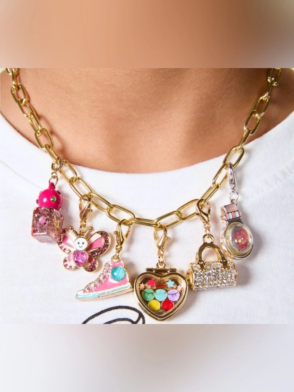 FAO Schwarz Charm Squad Gold Chain Necklace